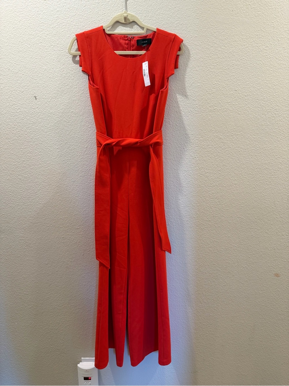 J.Crew Resume Jumpsuit Red Size 6 NWT Tie Waist Wide Leg